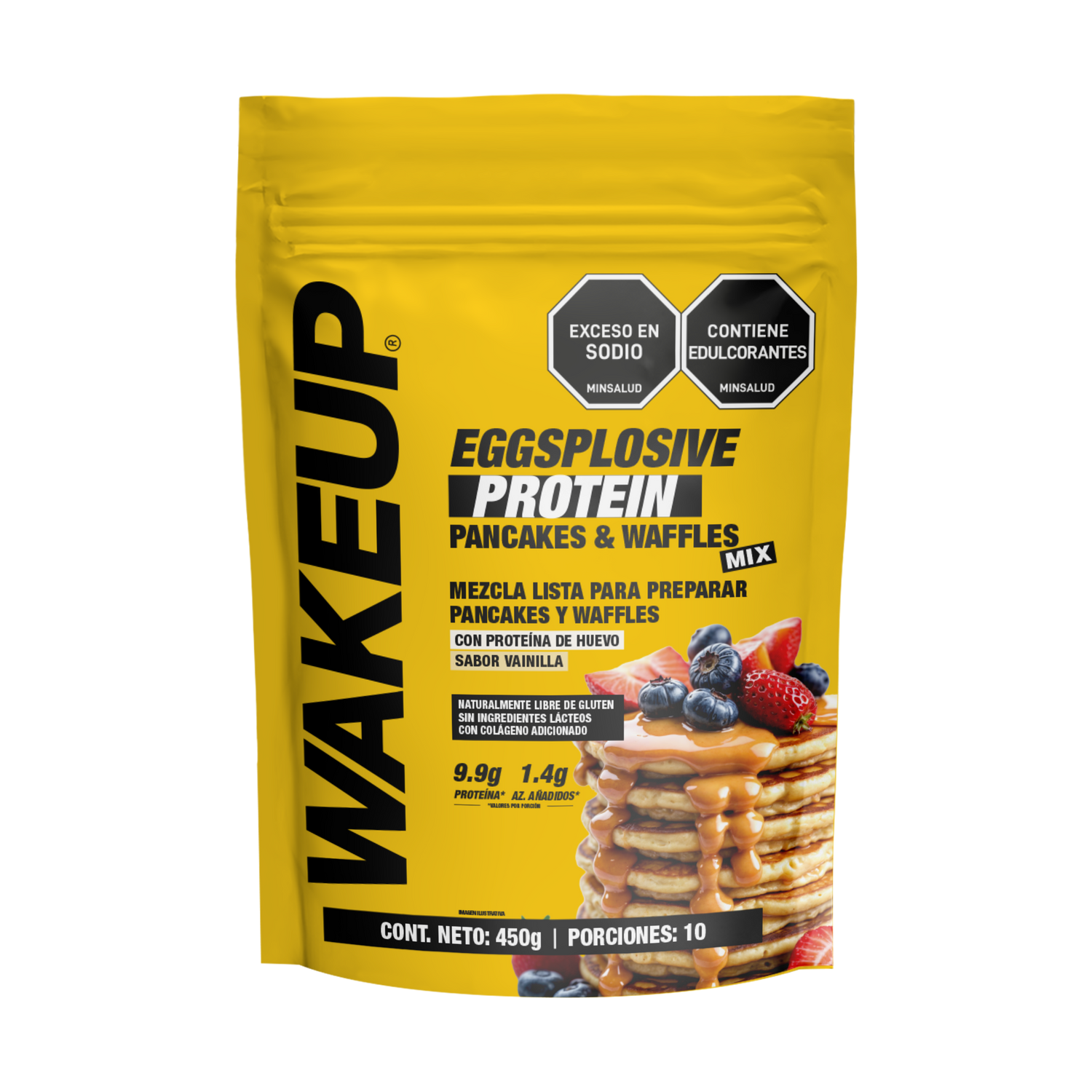 Empaque Premezcla de Pancakes WAKEUP alto en proteína