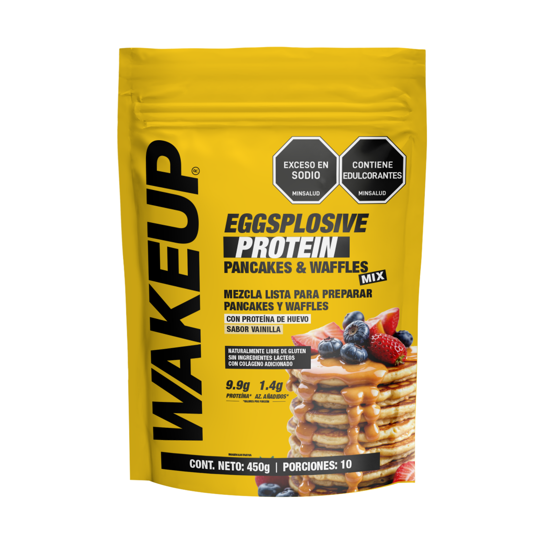 Empaque Premezcla de Pancakes WAKEUP alto en proteína